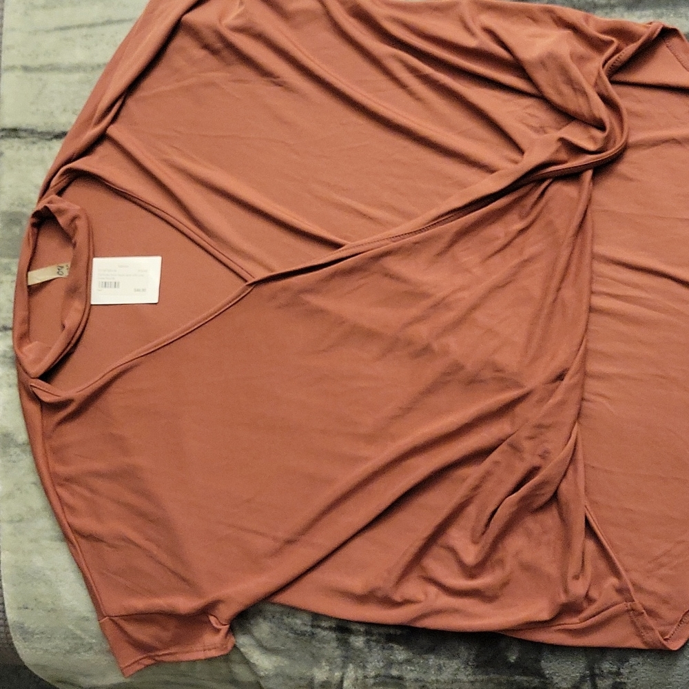 Womens mock neck top with criss cross front